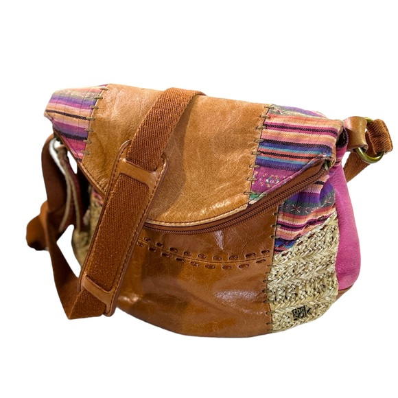 The Sak Deena Leather Boho Crossbody Fold Over Zip Bag - Picture 2 of 15
